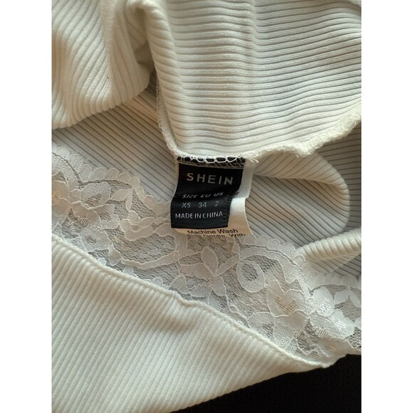 SHEIN Women’s Y2K Babydoll Lace Trim Cami Whimsy White Stretch 90s Dainty - Picture 8 of 8